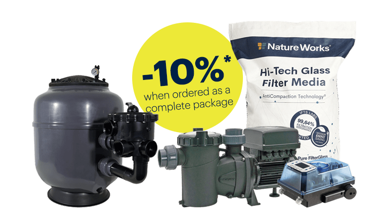 February promotion polyester filter Bregenz 3 + Ocean pool pump Inver iQ 300 + Aquastar Control backwash valve + Nature Works filter medium as a package 10% cheaper