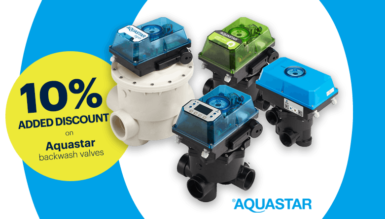 10 % additional discount on all Aquastar backwash valves in stock