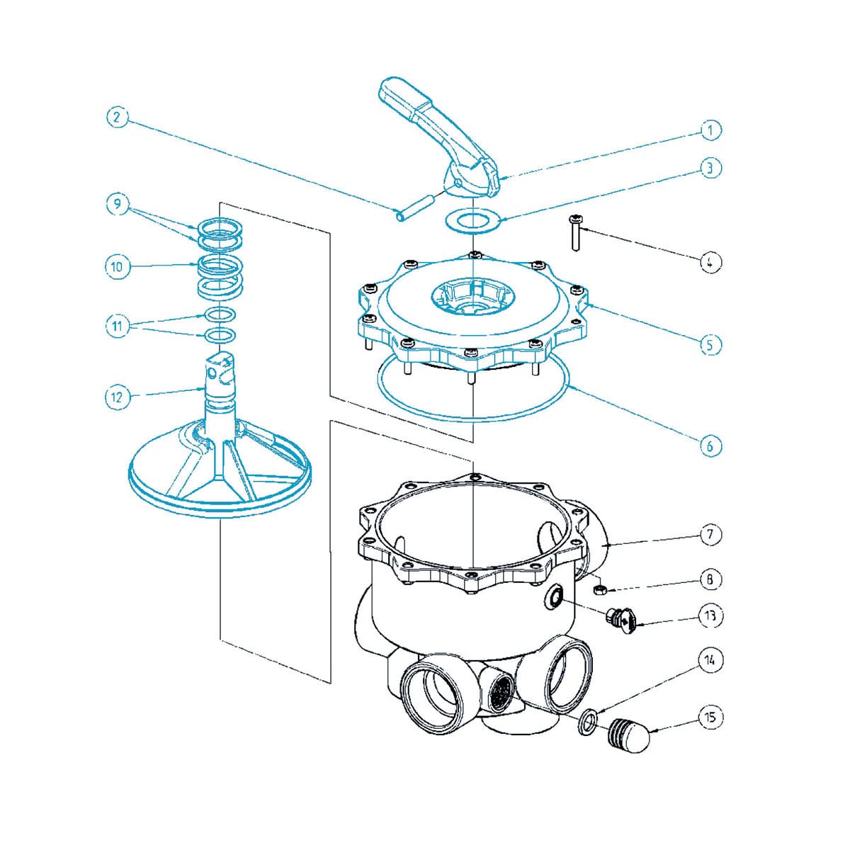 Valve top complete SM20+TM22 white Valve top complete SM20+TM22 white