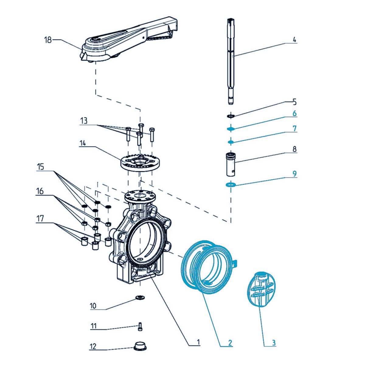 Sealing set for Butterfly valve DN80 PVC EPDM with disk, sealing member, o-rings Sealing set for Butterfly valve DN80 PVC EPDM with disk, sealing member, o-rings
