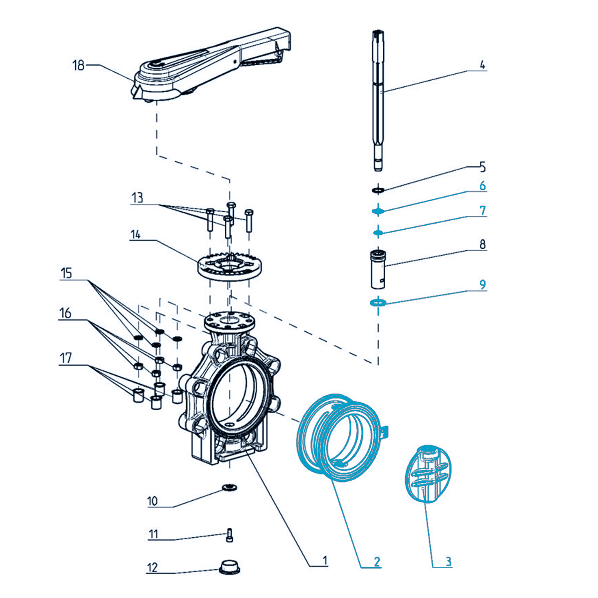 Sealing set for Butterfly valve DN100 PVC EPDM with disk, sealing member, o-rings Sealing set for Butterfly valve DN100 PVC EPDM with disk, sealing member, o-rings