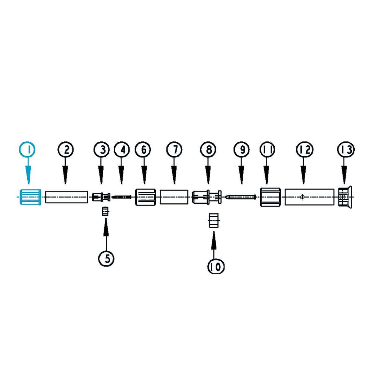 Plug for telescopic rod inner d24 PP blue (closed) Plug for telescopic rod inner d24 PP blue (closed)