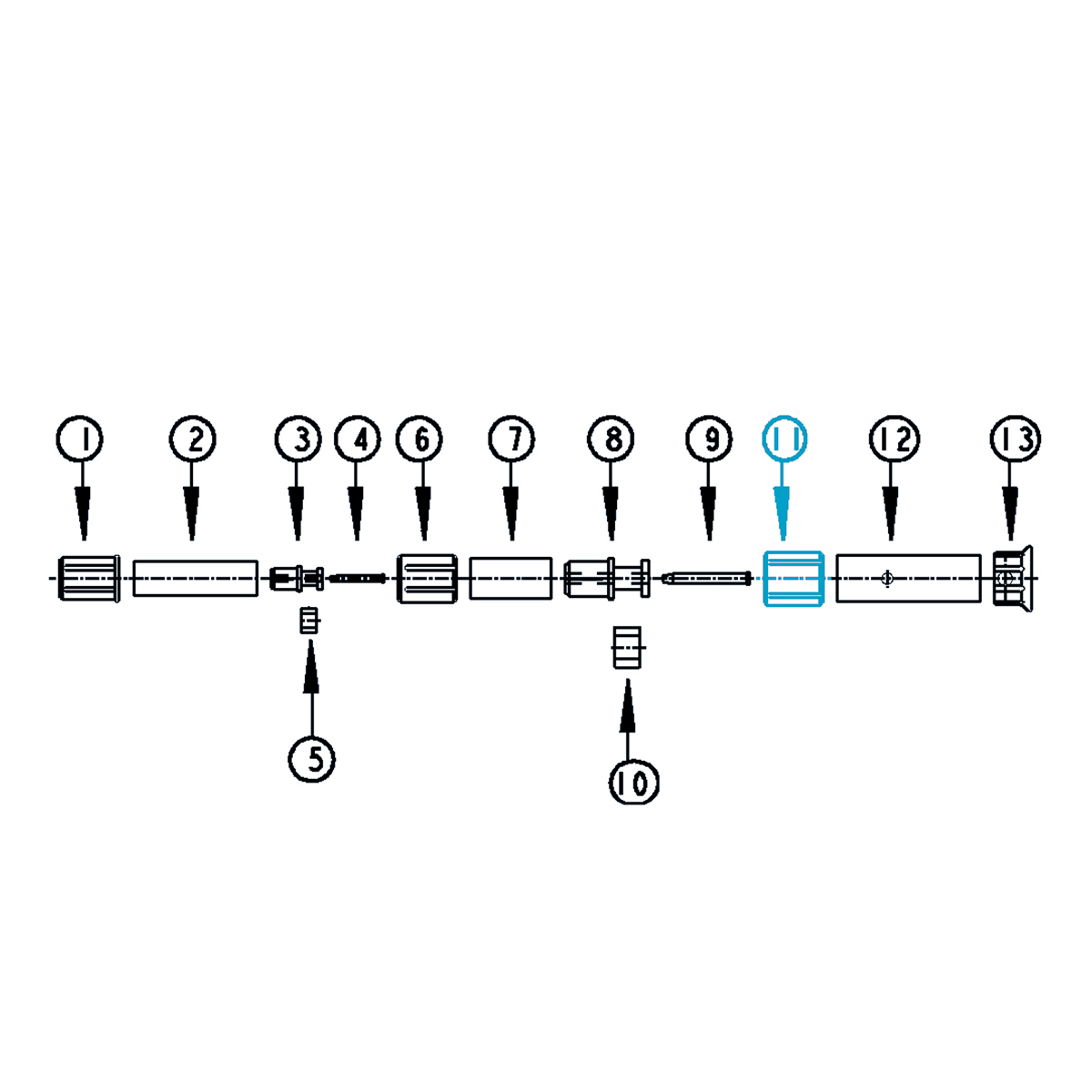 Plug for telescopic rod outer d32 PP blue (open) Plug for telescopic rod outer d32 PP blue (open)
