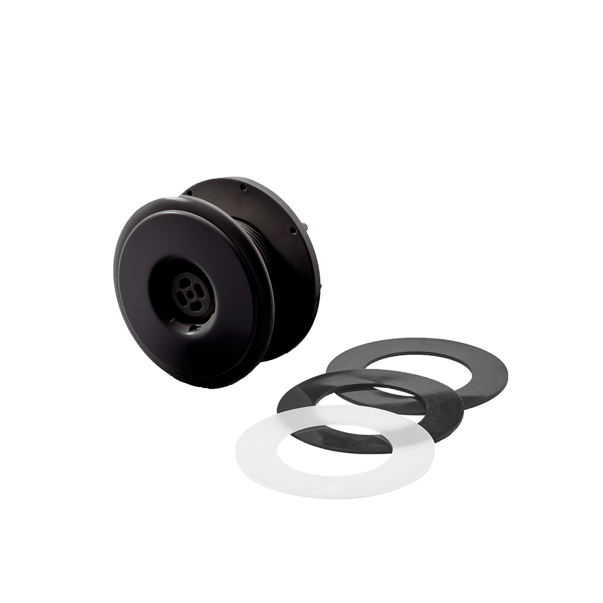 Ocean Einströmdüse De Luxe DIN, ABS, DIN EN16582 Kugel, Einbauset für Poly-, Vinylester-, PP-becken, schwarz Ocean Einströmdüse De Luxe DIN, ABS, DIN EN16582 Kugel, Einbauset für Poly-, Vinylester-, PP-becken, schwarz