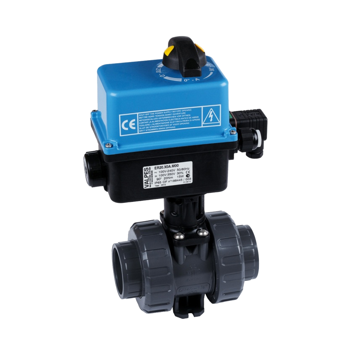 Ball Valve M1 2W DN10 PVC grey, PVCu solvent socket ends d16 metric PN16 EPDM PTFE EO, ER20 90-240VAC Ball Valve M1 2W DN10 PVC grey, PVCu solvent socket ends d16 metric PN16 EPDM PTFE EO, ER20 90-240VAC