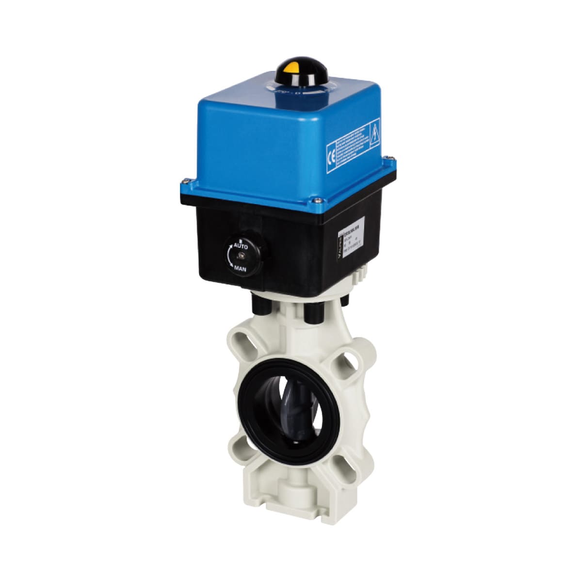 Butterfly Valve K4 DN65 PVC grey flange-connection d63 PN10 EPDM ER35 24V AC/DC Butterfly Valve K4 DN65 PVC grey flange-connection d63 PN10 EPDM ER35 24V AC/DC