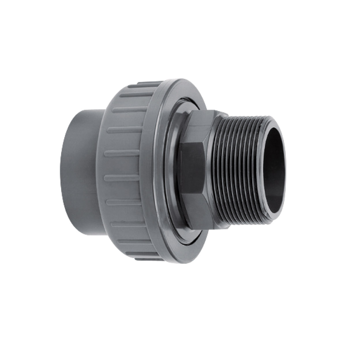IBG® adapter union solvent socket / male thread, type B, grey 