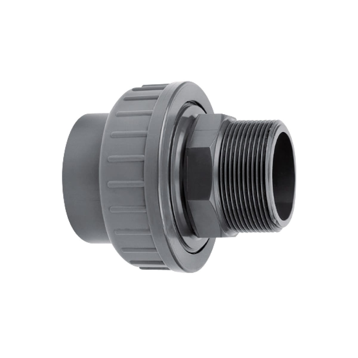 IBG® adapter union solvent socket / male thread, type B, grey 