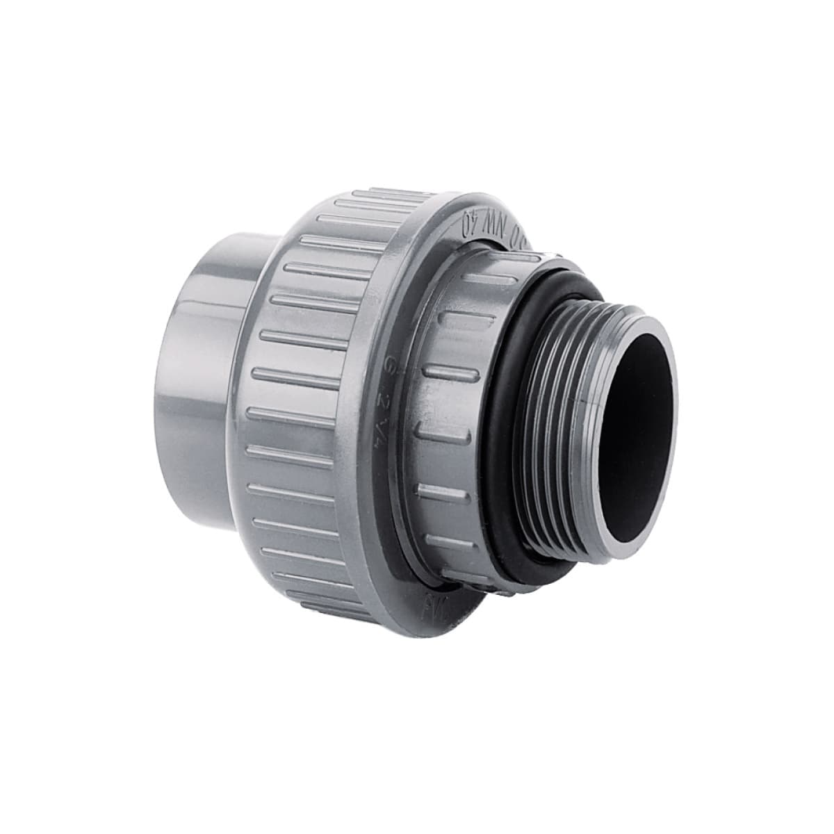 IBG® adapter union solvent socket / male thread with O-ring sealing on thread, grey, PN10 d63 - 2" IBG® adapter union solvent socket / male thread with O-ring sealing on thread, grey, PN10 d63 - 2"