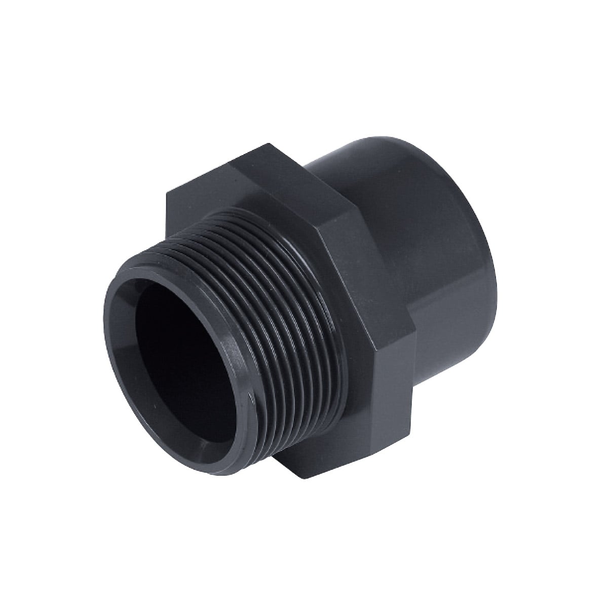 IBG® adapter nipple, solvent spigot – male thread, PN16, grey 