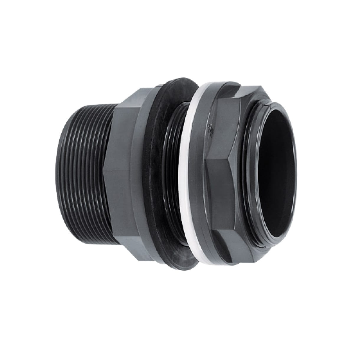 IBG® tank adapter solvent socket - BSP male/female thread, sealing rings EPDM and polyamide, grey 