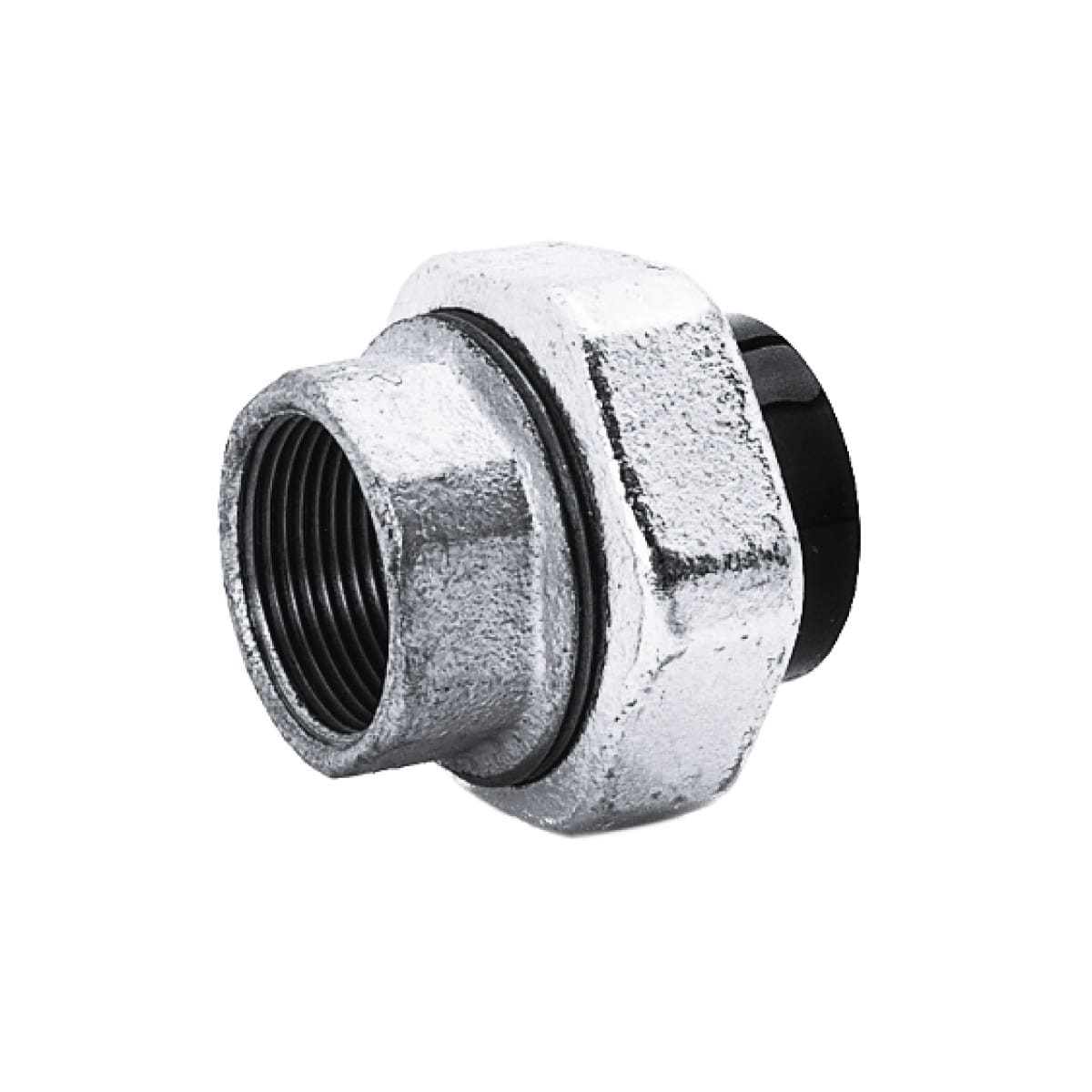 IBG® adapter union, PVC/GTW galvanized, solvent socket – female thread, PN16 