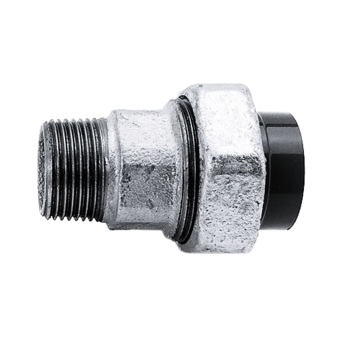 IBG® adapter union, PVC/GTW galvanized, solvent socket – male thread, PN16 