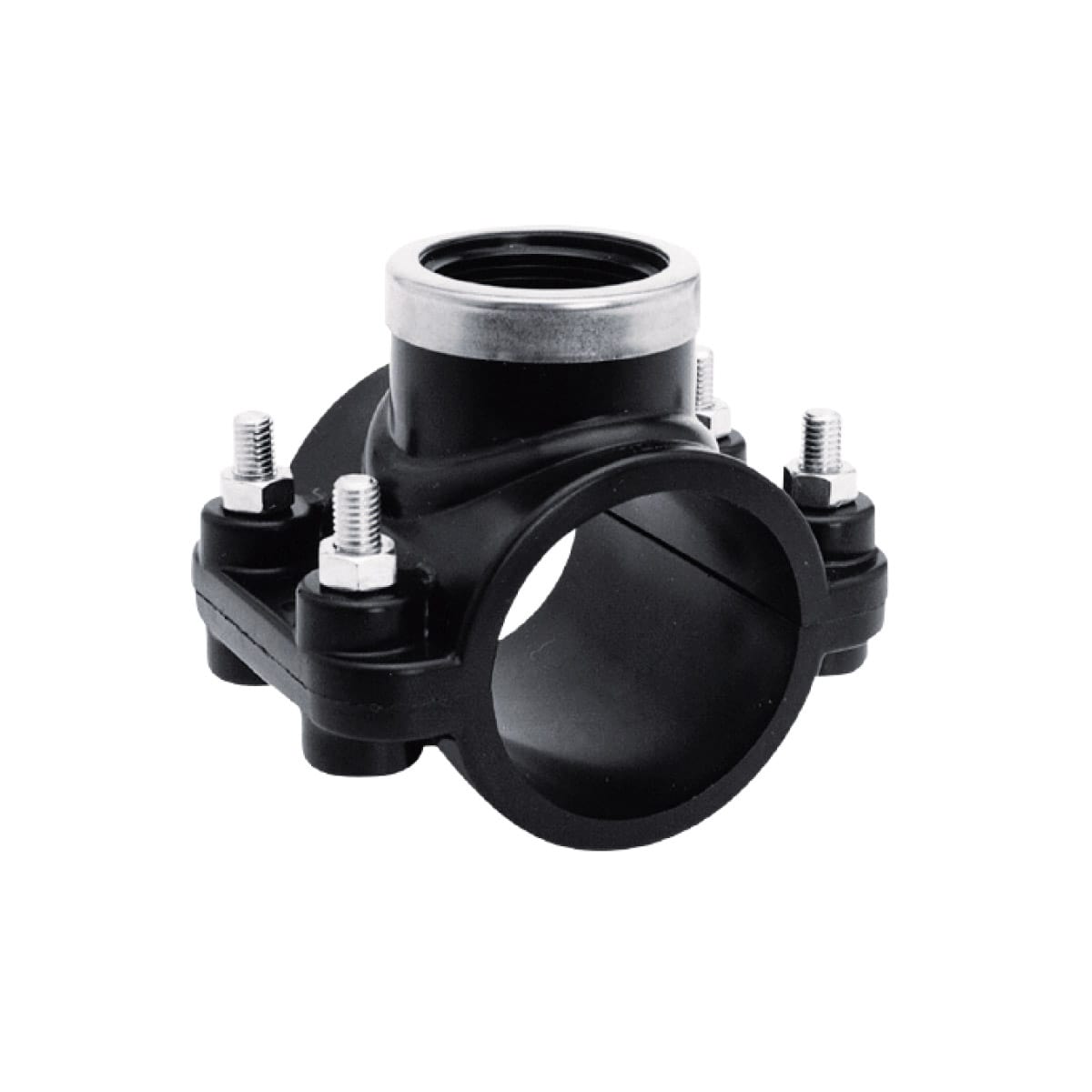 IBG® clamp saddle type B, pipe female thread with stainless steel ring d63 - 1/2” IBG® clamp saddle type B, pipe female thread with stainless steel ring d63 - 1/2”