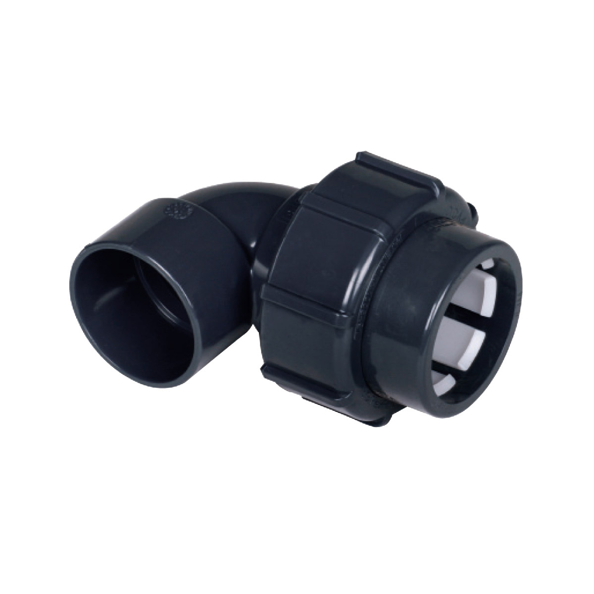IBG® FlexFit® adapter elbow 90°, clamp – solvent socket d50 × 50 IBG® FlexFit® adapter elbow 90°, clamp – solvent socket d50 × 50