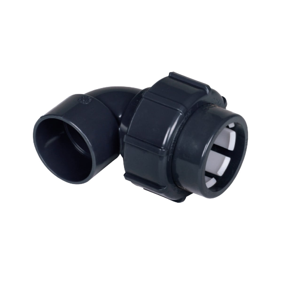 IBG® FlexFit® adapter elbow 90°, clamp – solvent socket d50 × 50 IBG® FlexFit® adapter elbow 90°, clamp – solvent socket d50 × 50