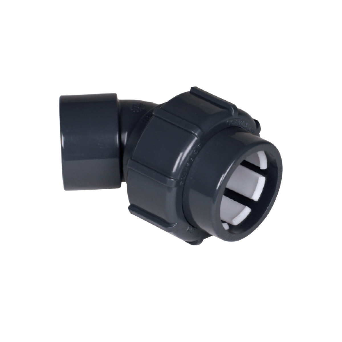 IBG® FlexFit® adapter elbow 45°, BSP, clamp – solvent socket d50 × 50 IBG® FlexFit® adapter elbow 45°, BSP, clamp – solvent socket d50 × 50