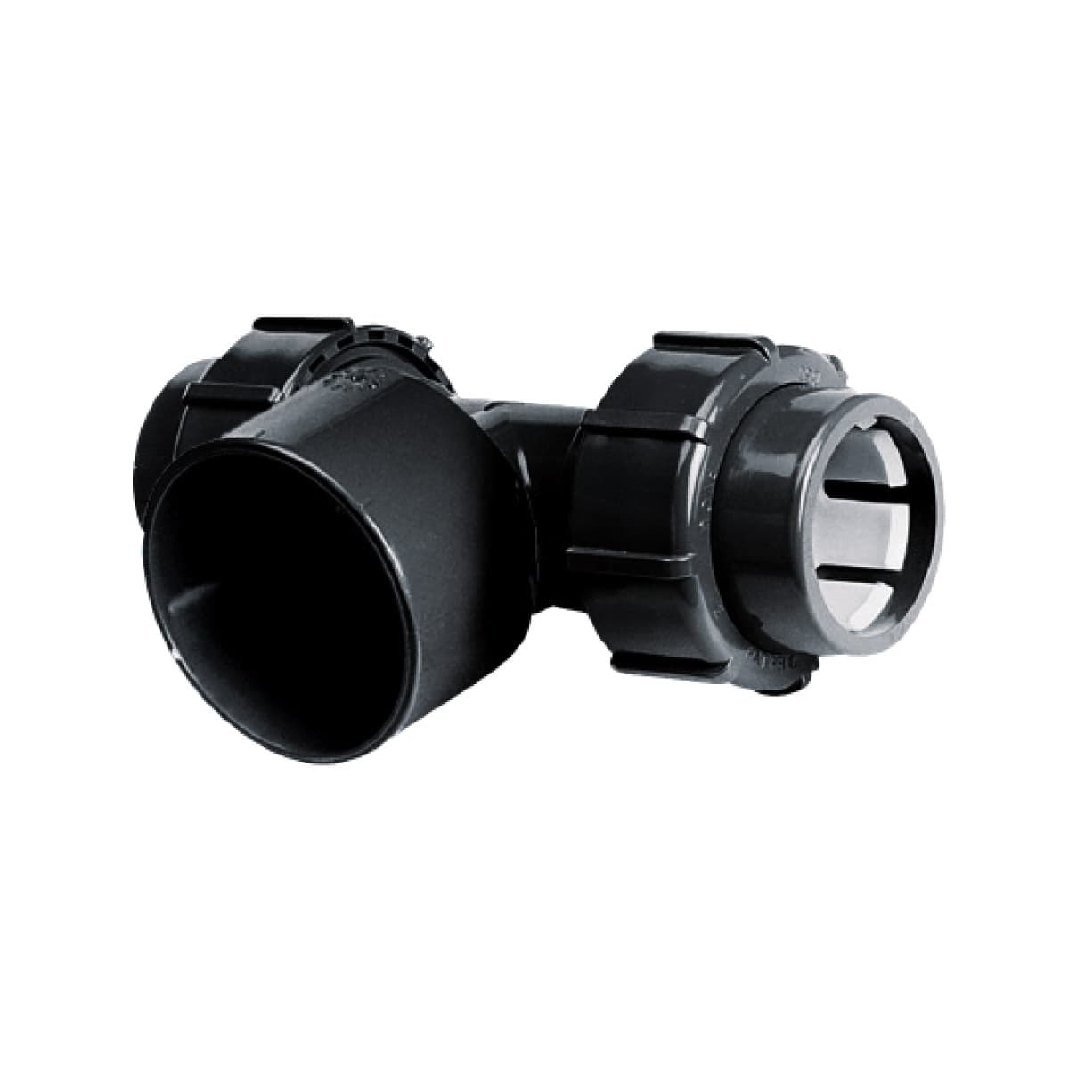 IBG® FlexFit® adapter tee 90°, clamp – solvent socket d50 × 63 × 50 IBG® FlexFit® adapter tee 90°, clamp – solvent socket d50 × 63 × 50