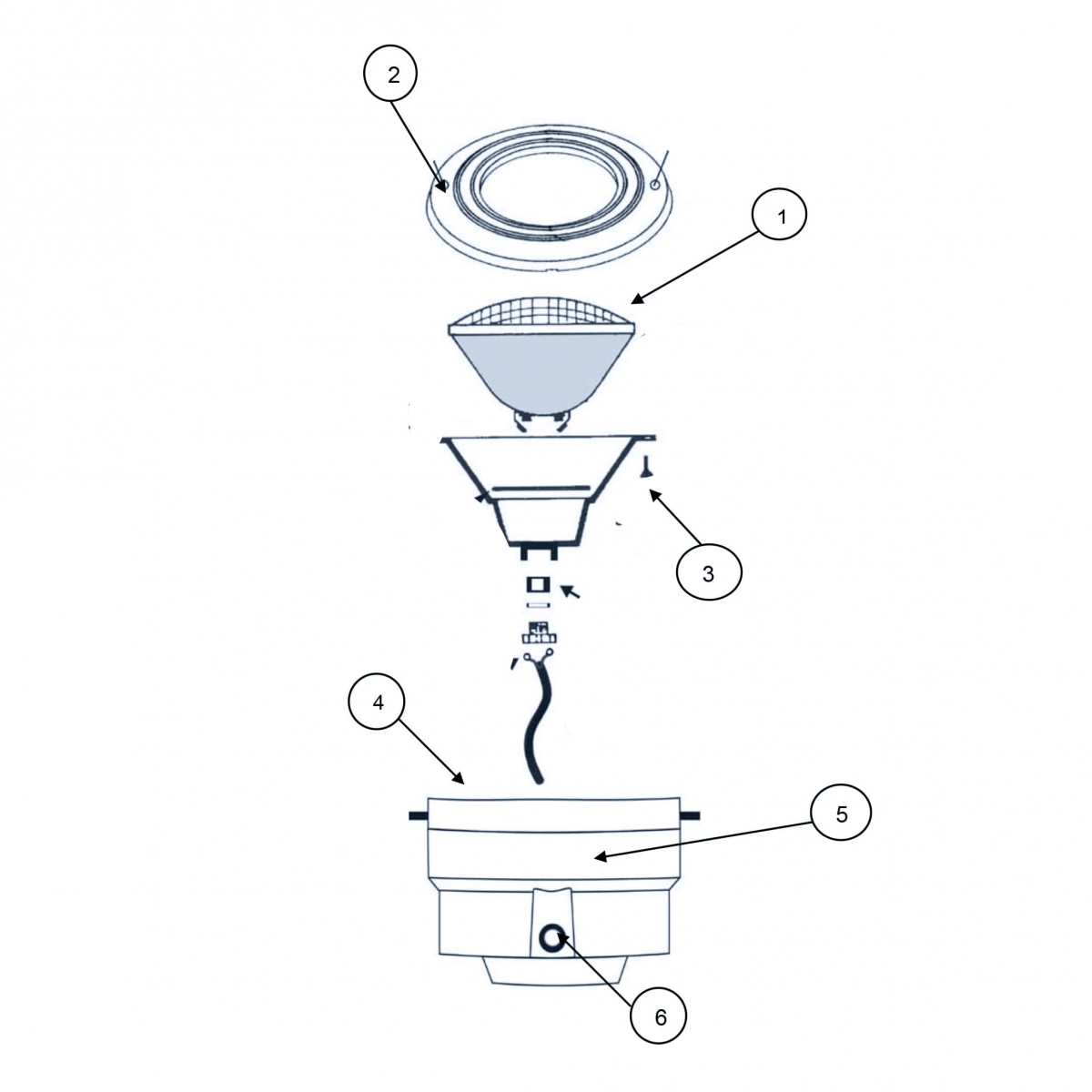 Spare parts underwater spotlights 
