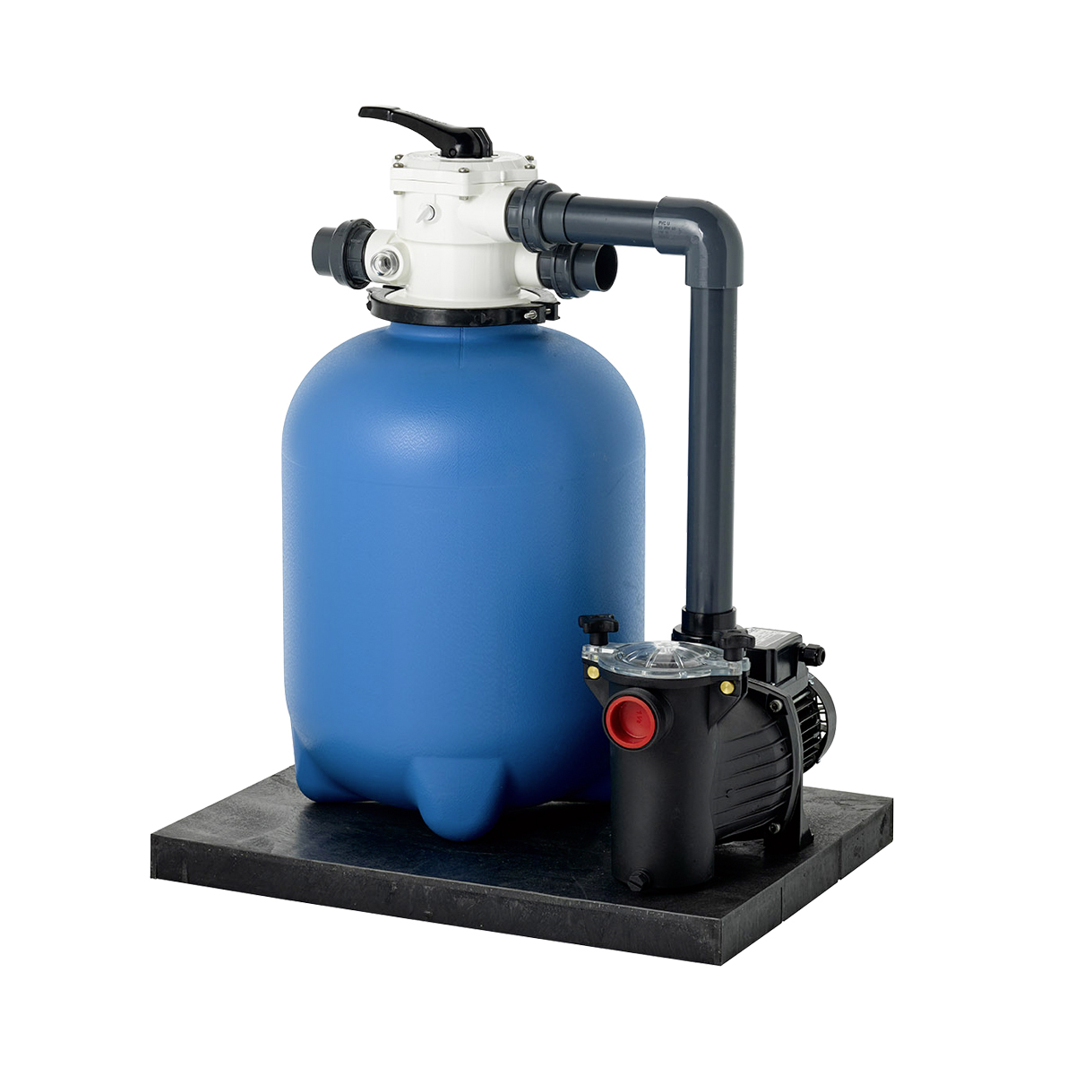 Compact filter system ATTERSEE D500 black, incl. original Praher 6-way valve 1 1/2", incl. pump 0,33 kW(0,50 HP) 10 m3/H Compact filter system ATTERSEE D500 black, incl. original Praher 6-way valve 1 1/2", incl. pump 0,33 kW(0,50 HP) 10 m3/H