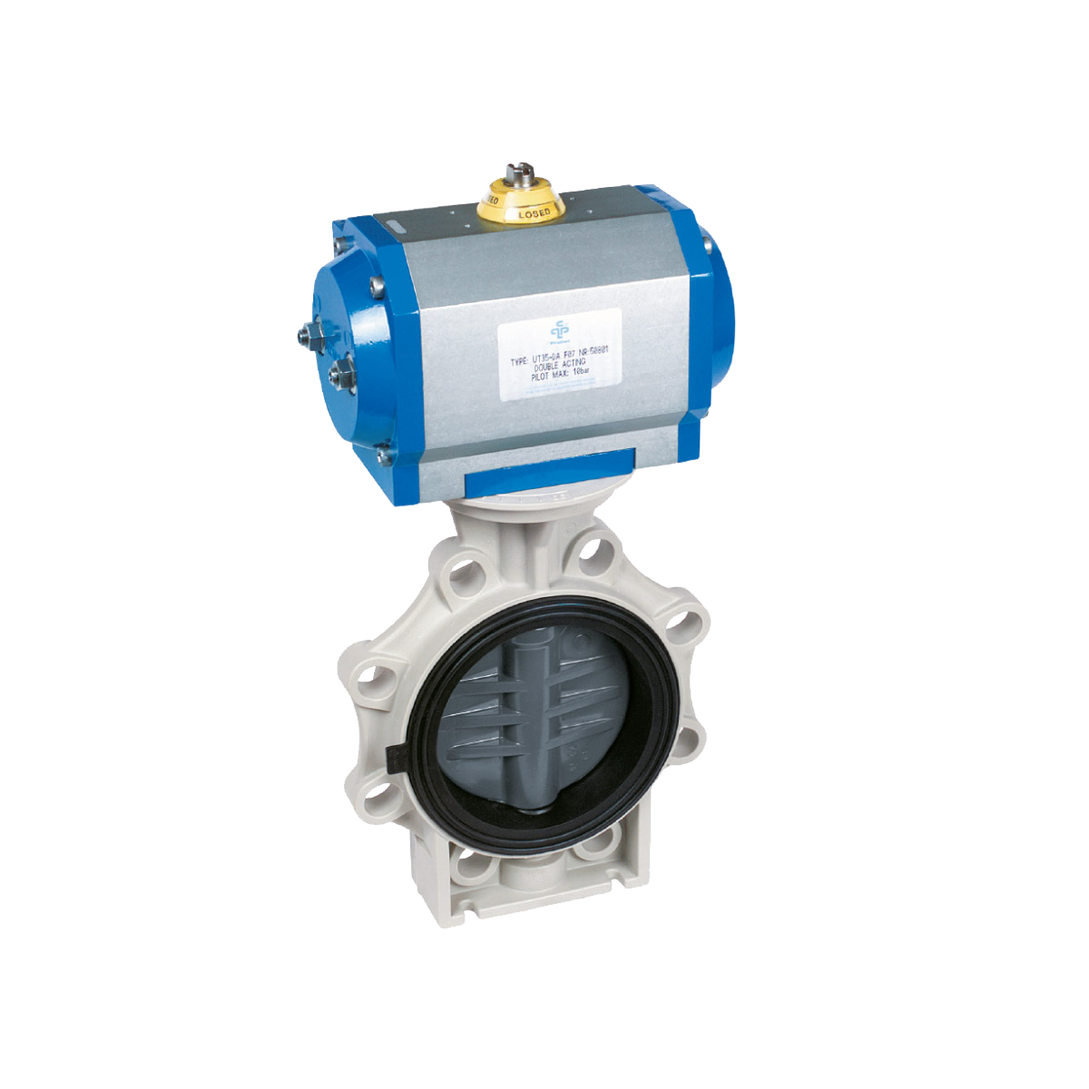 Butterfly Valve K4 DN150 PVC grey flange connection 160 - 6" DIN-ANSI-JIS-BS PN10 EPDM PO-NC UT45-5 Butterfly Valve K4 DN150 PVC grey flange connection 160 - 6" DIN-ANSI-JIS-BS PN10 EPDM PO-NC UT45-5