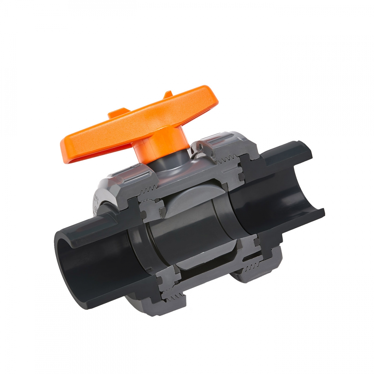 2-Wege Kugelhahn S6 PE Schweiss-Stutzen PE/EPDM Schwimmbadtyp 