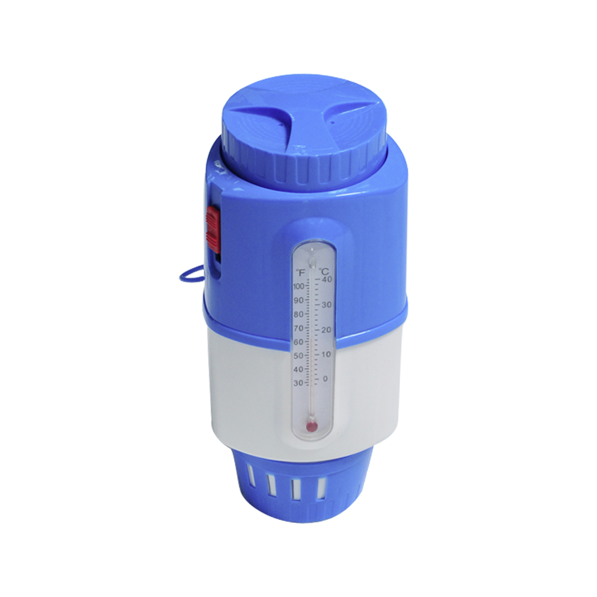 Smart Chlorine Dispenser for 3” tablets with thermometer type “B” blue single packed with shut-off function Smart Chlorine Dispenser for 3” tablets with thermometer type “B” blue single packed with shut-off function