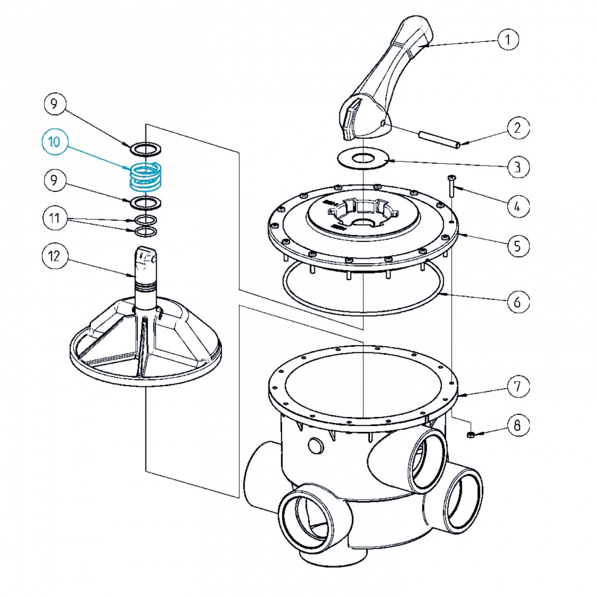 Pressure spring for back wash valve V6 3"   6 x 37 x 50 x 4 Pressure spring for back wash valve V6 3"   6 x 37 x 50 x 4