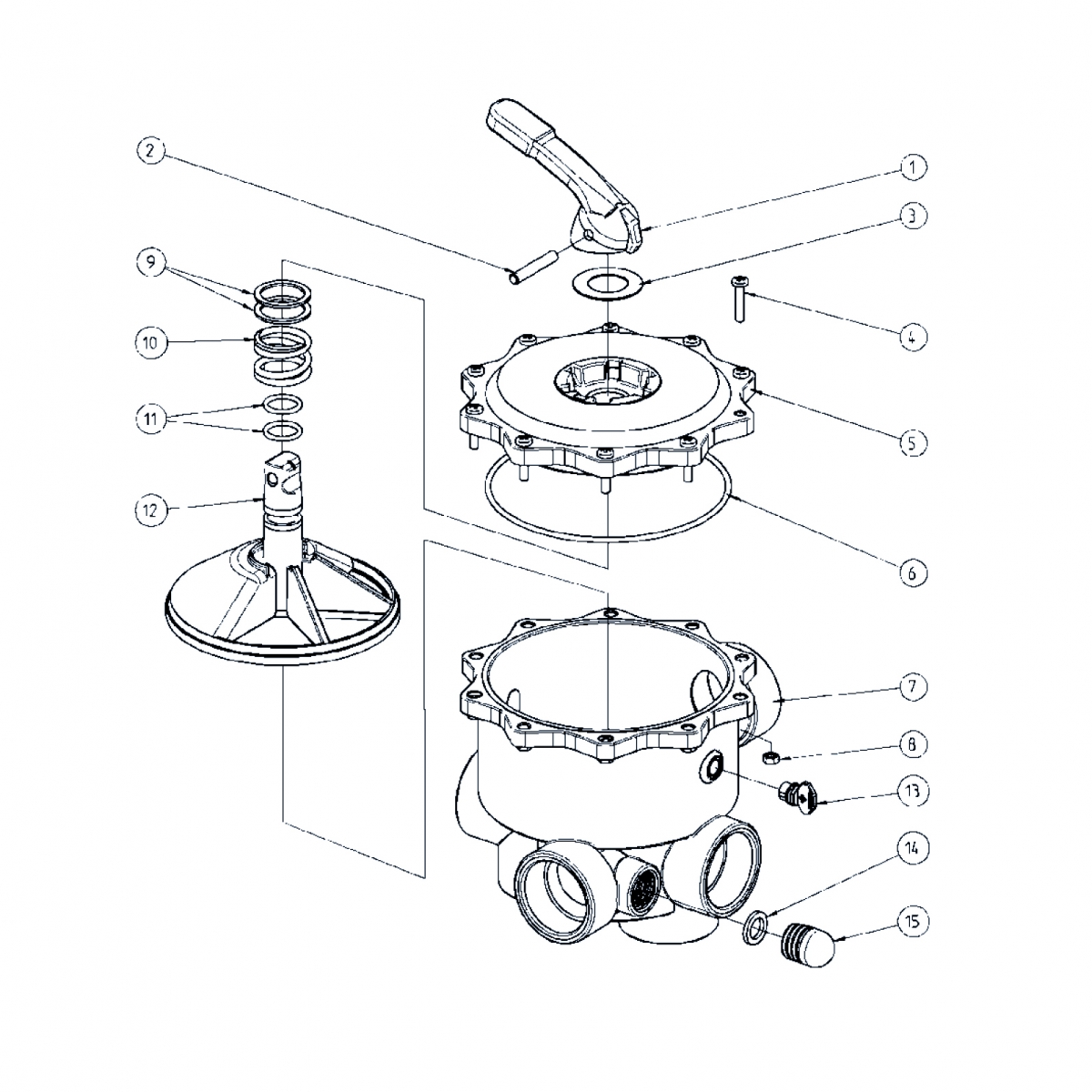 Cover for back wash valve V6 ND 2" ASA-GF nature Praher-label Cover for back wash valve V6 ND 2" ASA-GF nature Praher-label