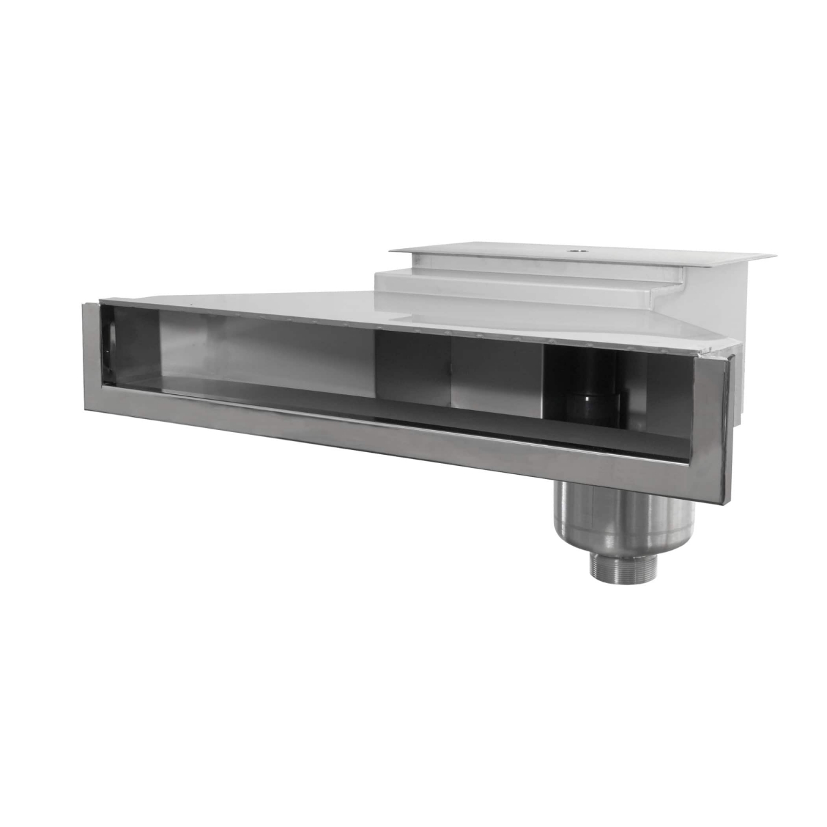Ocean® high water level skimmer stainless steel V4A High700 PRO with lid, stainless steel basket, suction width 660 mm, overflow d50, connection 2" female and 2 1/2" male Ocean® high water level skimmer stainless steel V4A High700 PRO with lid, stainless steel basket, suction width 660 mm, overflow d50, connection 2" female and 2 1/2" male