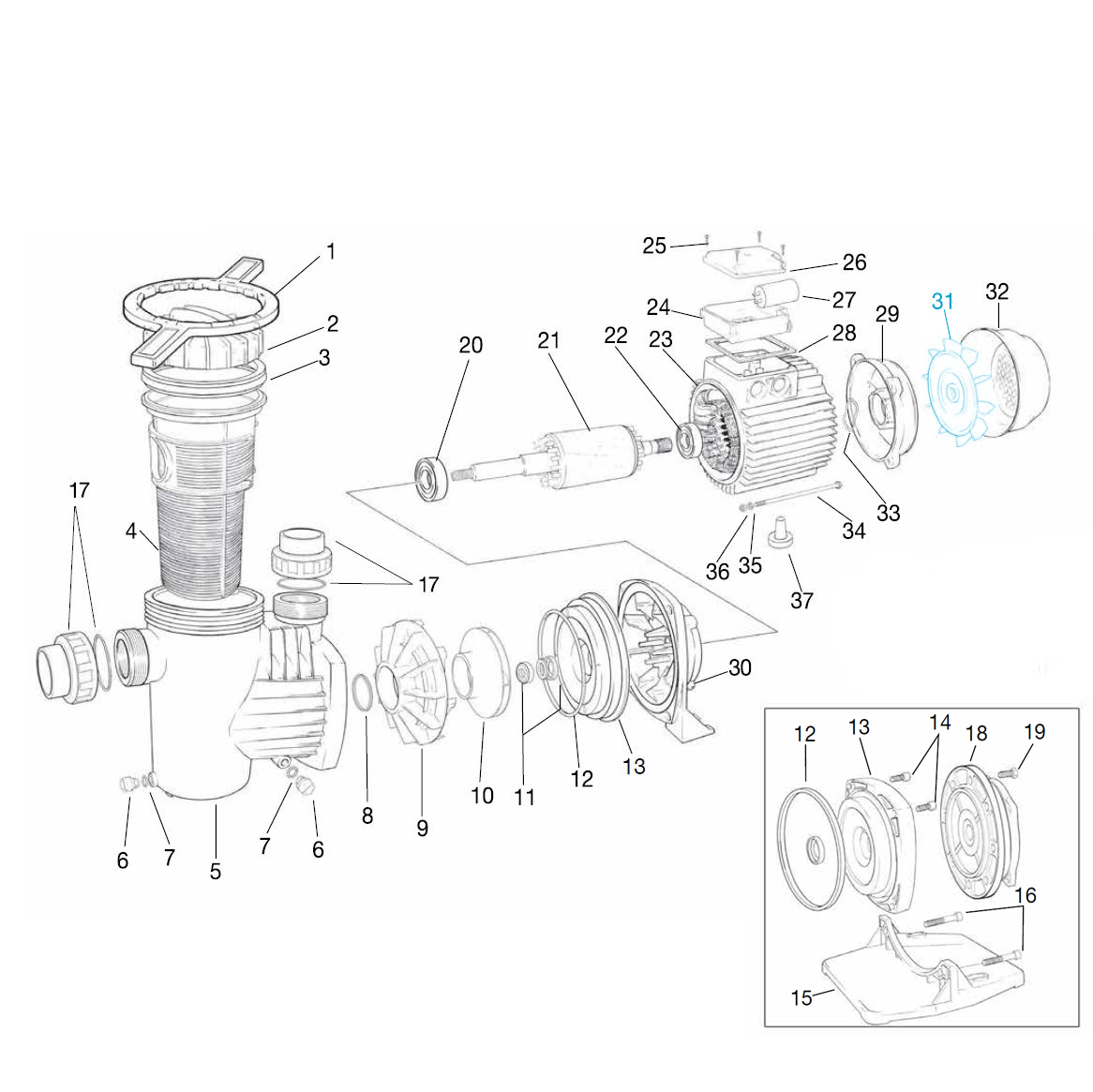 Fan for Ocean® filter pump O50-100 Fan for Ocean® filter pump O50-100