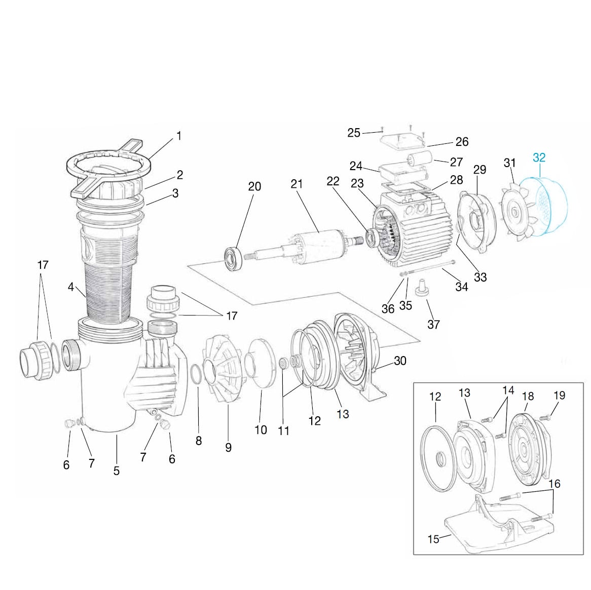 Ventilatordeckel für Ocean® Filterpumpe O150-300 Ventilatordeckel für Ocean® Filterpumpe O150-300