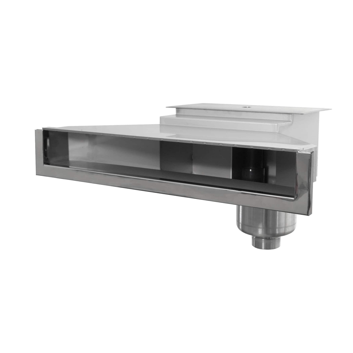 Ocean® stainless steel skimmer  V4A High500 PRO for concrete, liner and build-up pools with lid, stainless steel basket, suction width 460 mm, overflow d50, connection 2" female and 2 1/2" male, incl. bracket for niveau sensor and water refill Ocean® stainless steel skimmer  V4A High500 PRO for concrete, liner and build-up pools with lid, stainless steel basket, suction width 460 mm, overflow d50, connection 2" female and 2 1/2" male, incl. bracket for niveau sensor and water refill