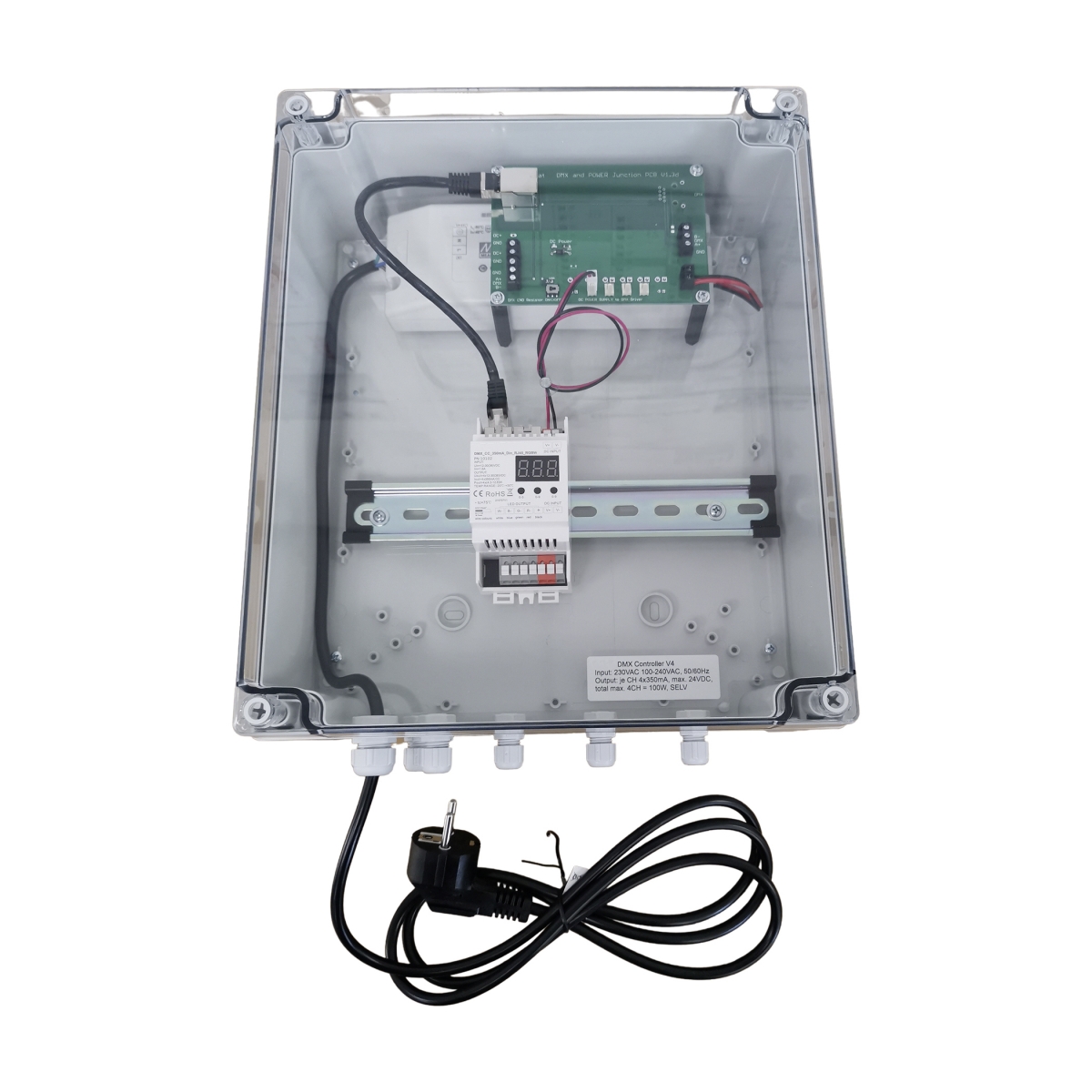 Ocean®control box DMX 350mA, 24V, 100W, power adapter inside, for ONE under water light „Square“ or „Rectangular“, expandable to max. 4 Ocean®control box DMX 350mA, 24V, 100W, power adapter inside, for ONE under water light „Square“ or „Rectangular“, expandable to max. 4