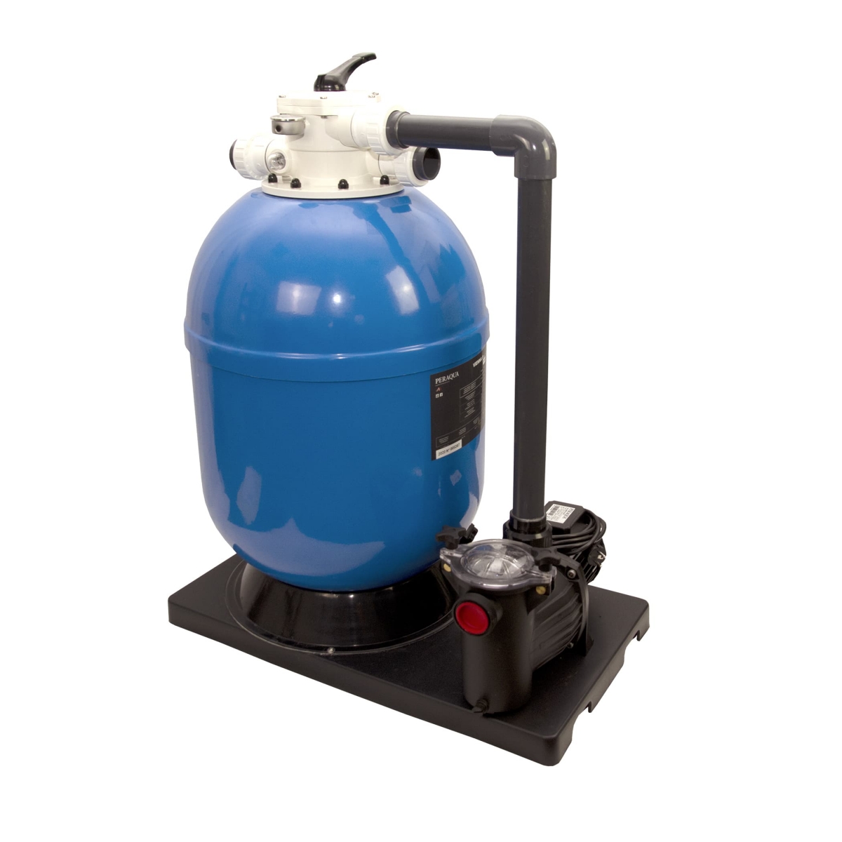 Compact filter system Vienna 2, d400, incl. Praher 6-way valve 1 ½", top mount, Smart filter pump Series M33, on filter pallet Compact filter system Vienna 2, d400, incl. Praher 6-way valve 1 ½", top mount, Smart filter pump Series M33, on filter pallet