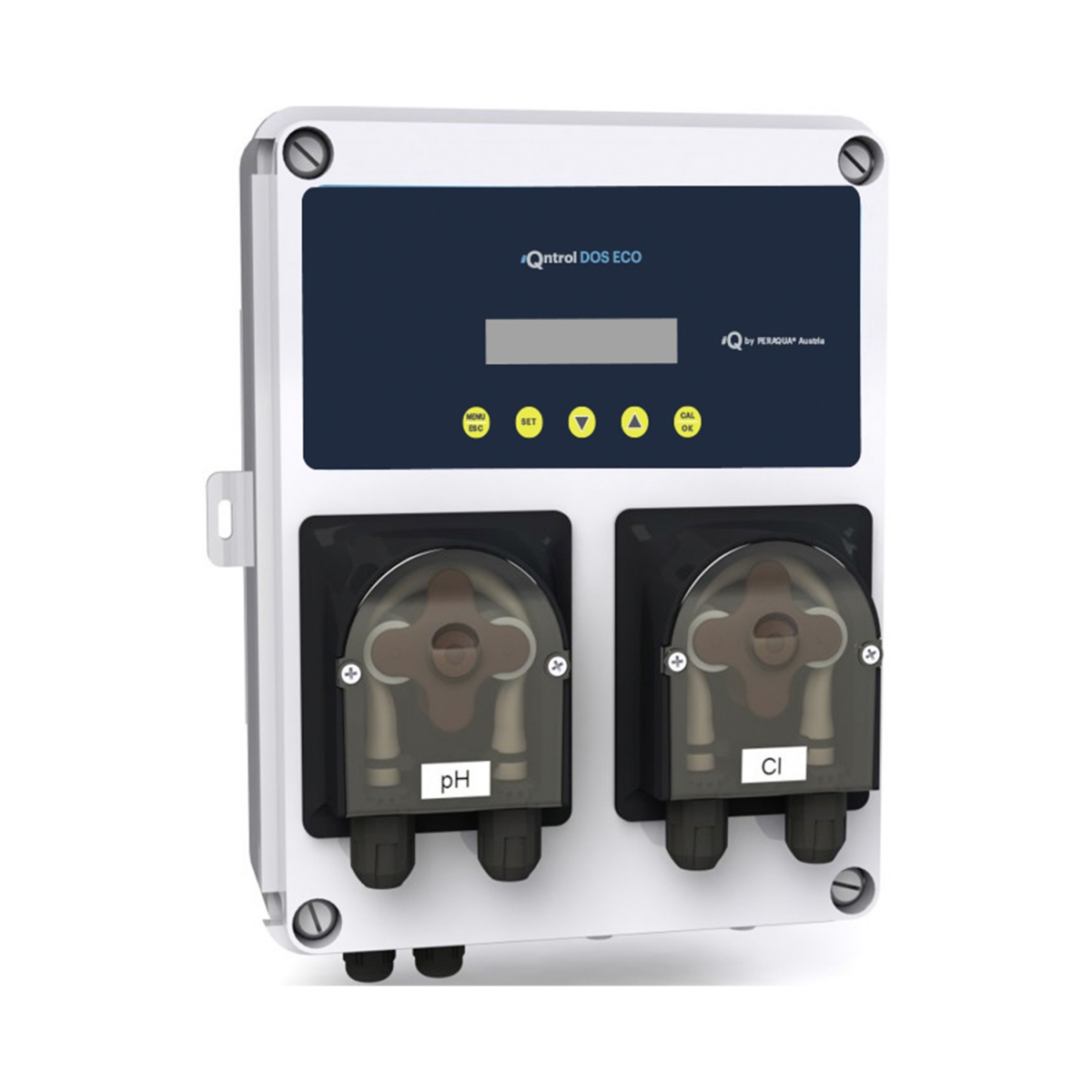iQntrol dosing system  DOS-ECO WEB pH Redox 1,5l/h pH minus and chlorine dosing, incl. 2 in 1 sensor holder, d50 & d63 iQntrol dosing system  DOS-ECO WEB pH Redox 1,5l/h pH minus and chlorine dosing, incl. 2 in 1 sensor holder, d50 & d63