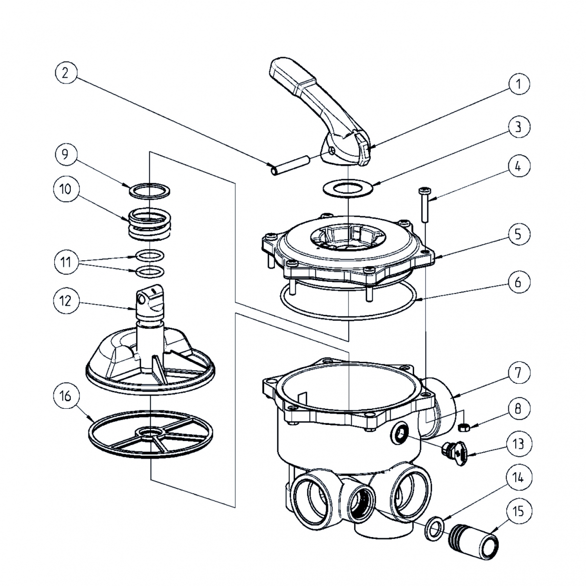 Spare Parts Backwash Valve SM/TM 1 1/2" OLD SEALING SYSTEM 