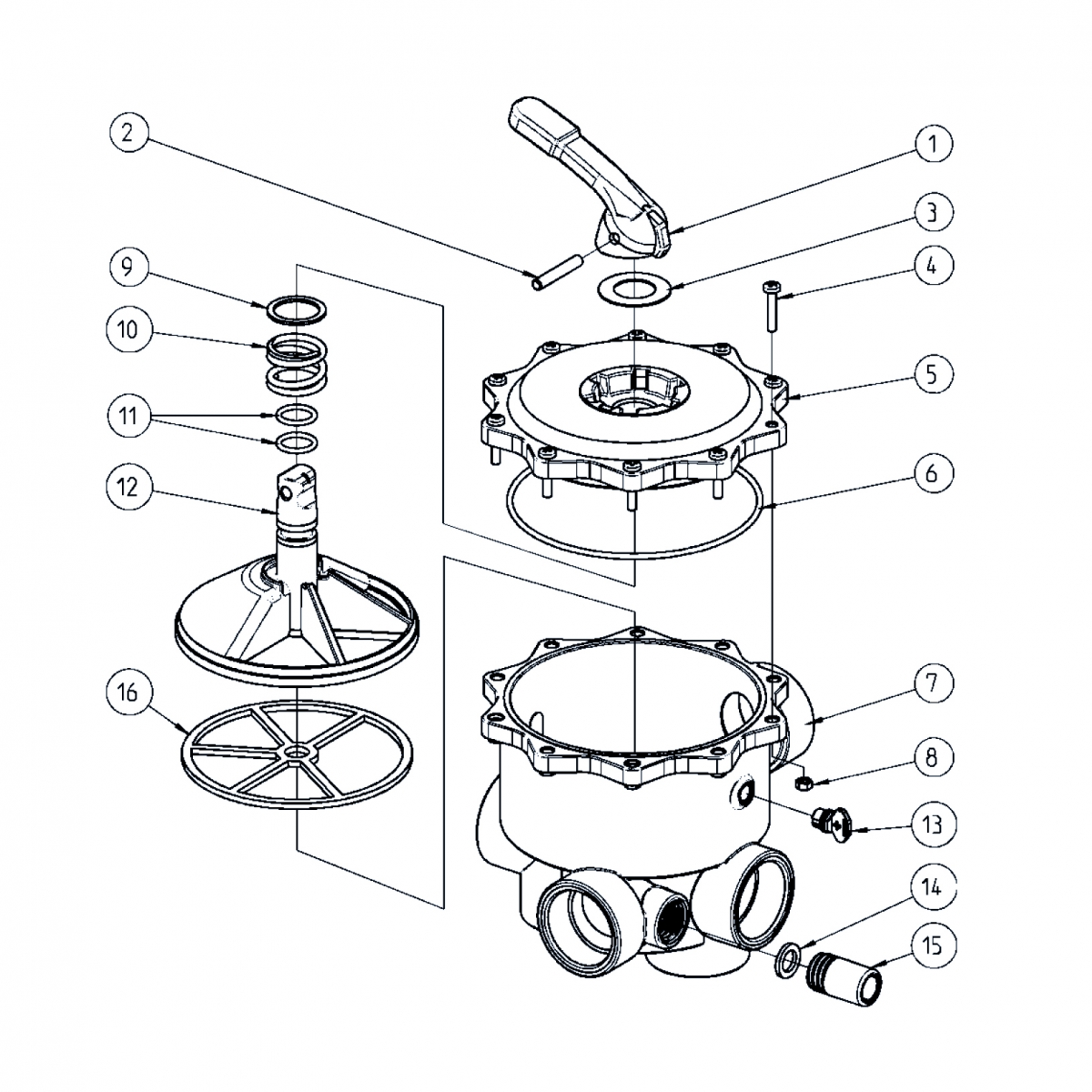 Spare Parts Backwash Valve SM/TM 2" OLD SEALING SYSTEM 