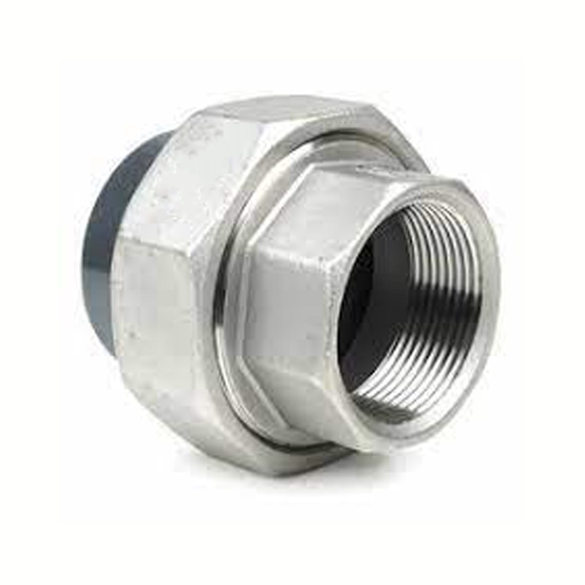 Adapter union PVC/stainless steel, solvent socket - female thread, PN16 