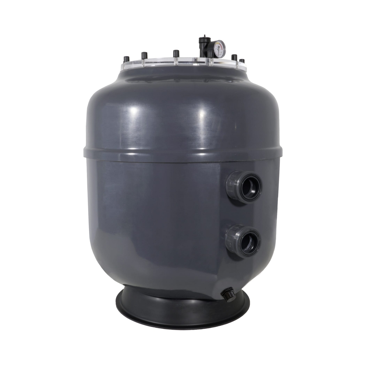 Polyester Filter Bregenz 3 Pro, d610, 2" Anschluss, Side Mount, transparenter Flanschdeckel, RAL7024 graphitgrau Polyester Filter Bregenz 3 Pro, d610, 2" Anschluss, Side Mount, transparenter Flanschdeckel, RAL7024 graphitgrau