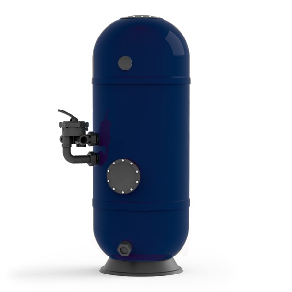 Polyester high-layer filter Leoben 2, d900, incl. original Praher 6-way valve 2" in black, 1.2 m filter bed, filter star, RAL5011 steel blue Polyester high-layer filter Leoben 2, d900, incl. original Praher 6-way valve 2" in black, 1.2 m filter bed, filter star, RAL5011 steel blue