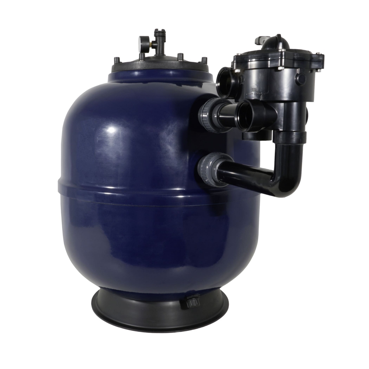 Polyester filter Linz, d500, incl. original Praher 6-way valve 1 ½" in black, side mount, black flange cover, RAL5011 steel blue Polyester filter Linz, d500, incl. original Praher 6-way valve 1 ½" in black, side mount, black flange cover, RAL5011 steel blue
