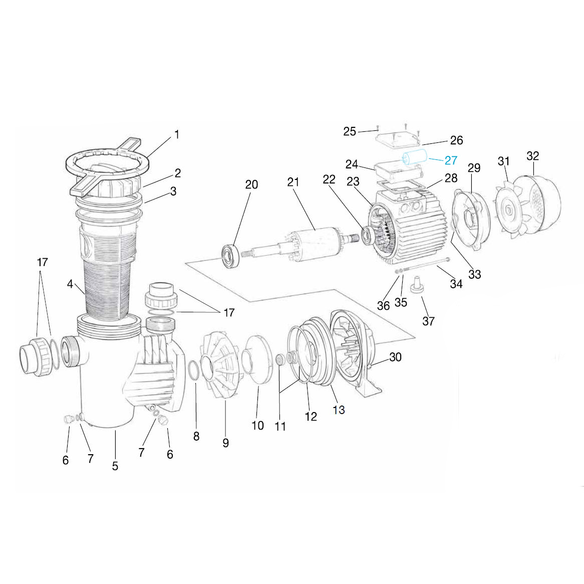 Kondensator für Ocean® Filterpumpe O100 Kondensator für Ocean® Filterpumpe O100