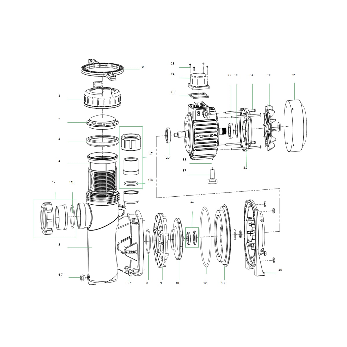 Spare parts for Ocean pool pumps 