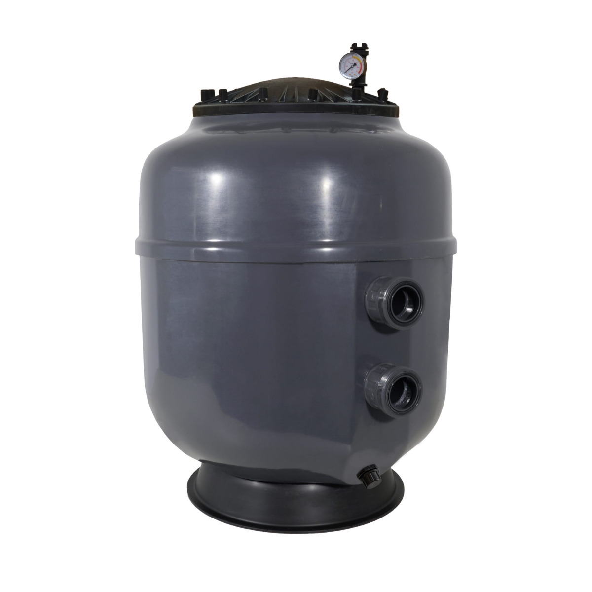 Polyester filter Bregenz 3, d765, 2" connection, side mount, black flange cover, RAL7024 graphite grey Polyester filter Bregenz 3, d765, 2" connection, side mount, black flange cover, RAL7024 graphite grey