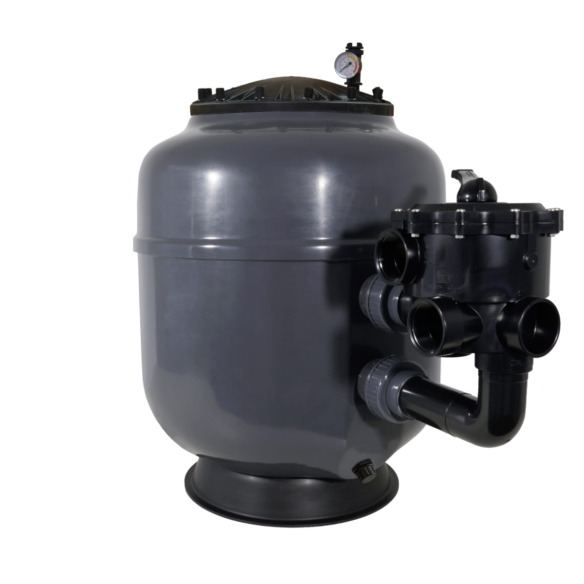 Polyester filter Bregenz 3, side mount, including 6-way valve, black lid 