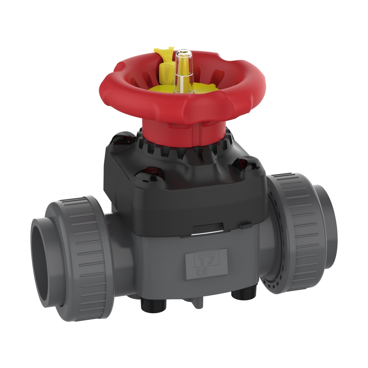 Praher Plastics diaphragm valve T7, solvent sockets, EPDM diaphragm 