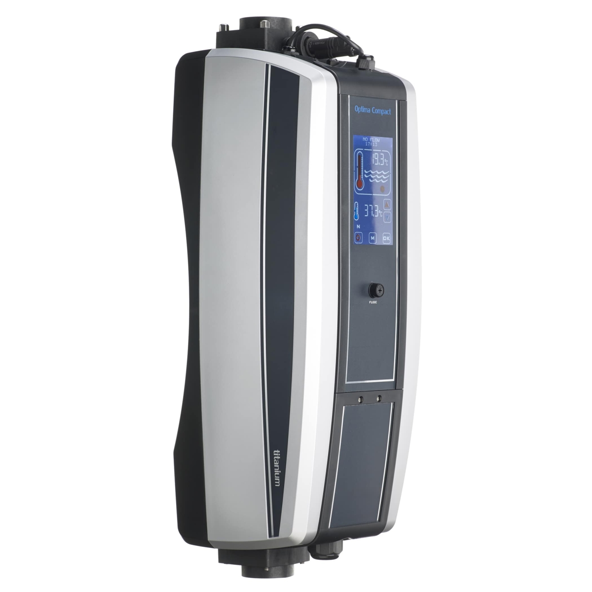 Titanium electric heater, 15 kW, 400 V, 3P, IP44, with heating controller, temperature sensor and safety temperature limiter, suitable for salt electrolysis Titanium electric heater, 15 kW, 400 V, 3P, IP44, with heating controller, temperature sensor and safety temperature limiter, suitable for salt electrolysis