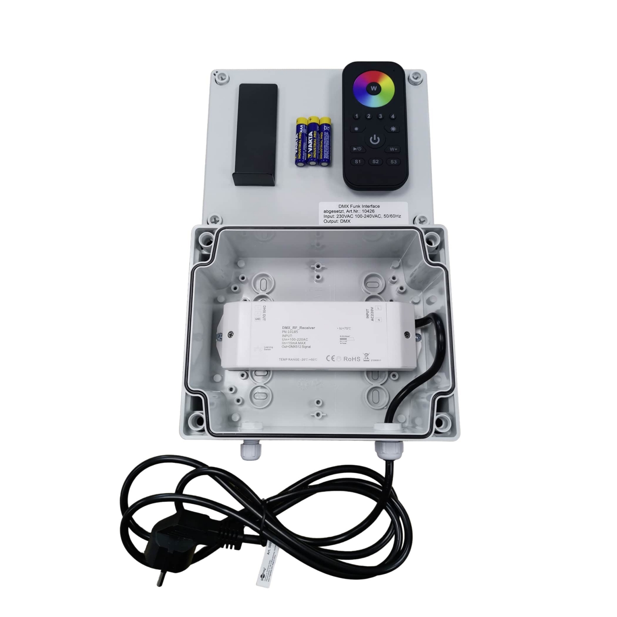 Ocean®DMX Schnittstelle inkl. Fernbedienung, in eigener Box verbaut Ocean®DMX Schnittstelle inkl. Fernbedienung, in eigener Box verbaut