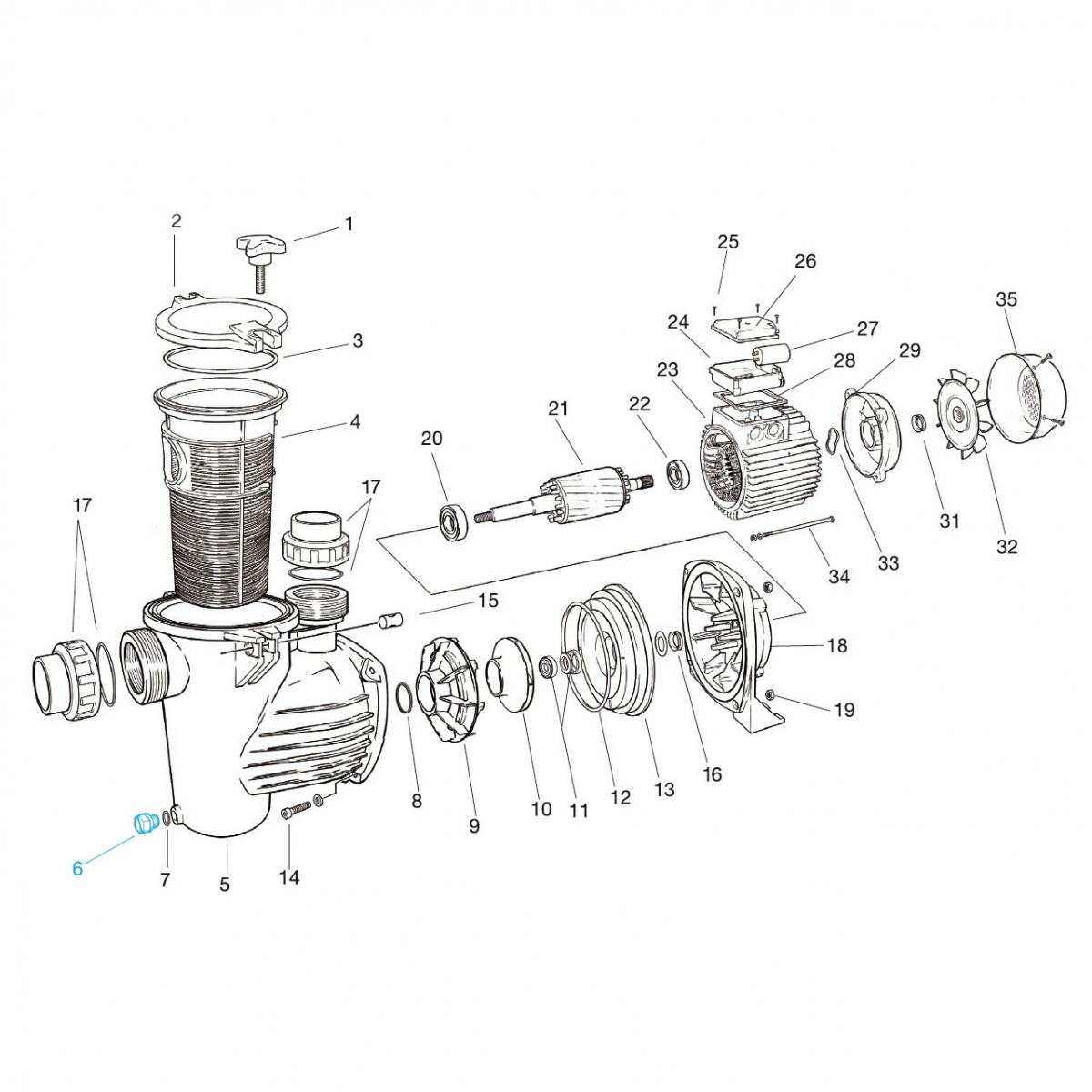 Drain incl. gasket for all Ocean® filter pumps Drain incl. gasket for all Ocean® filter pumps